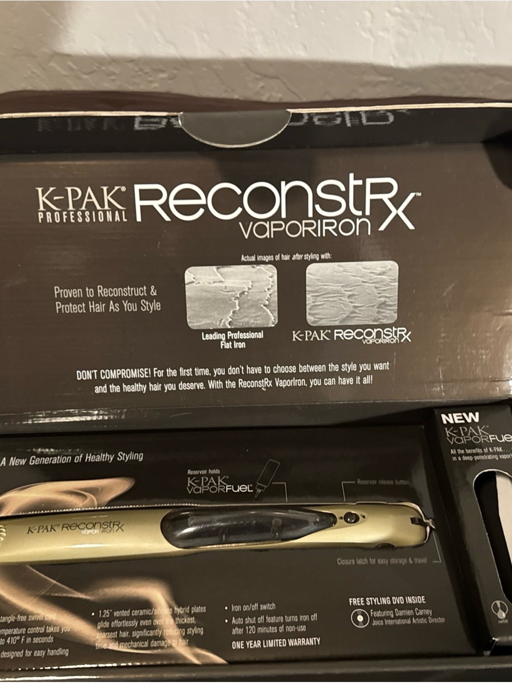 Joico K-Pak Professional Hair Straightener RECONSTRX Vapor Iron 1.25"